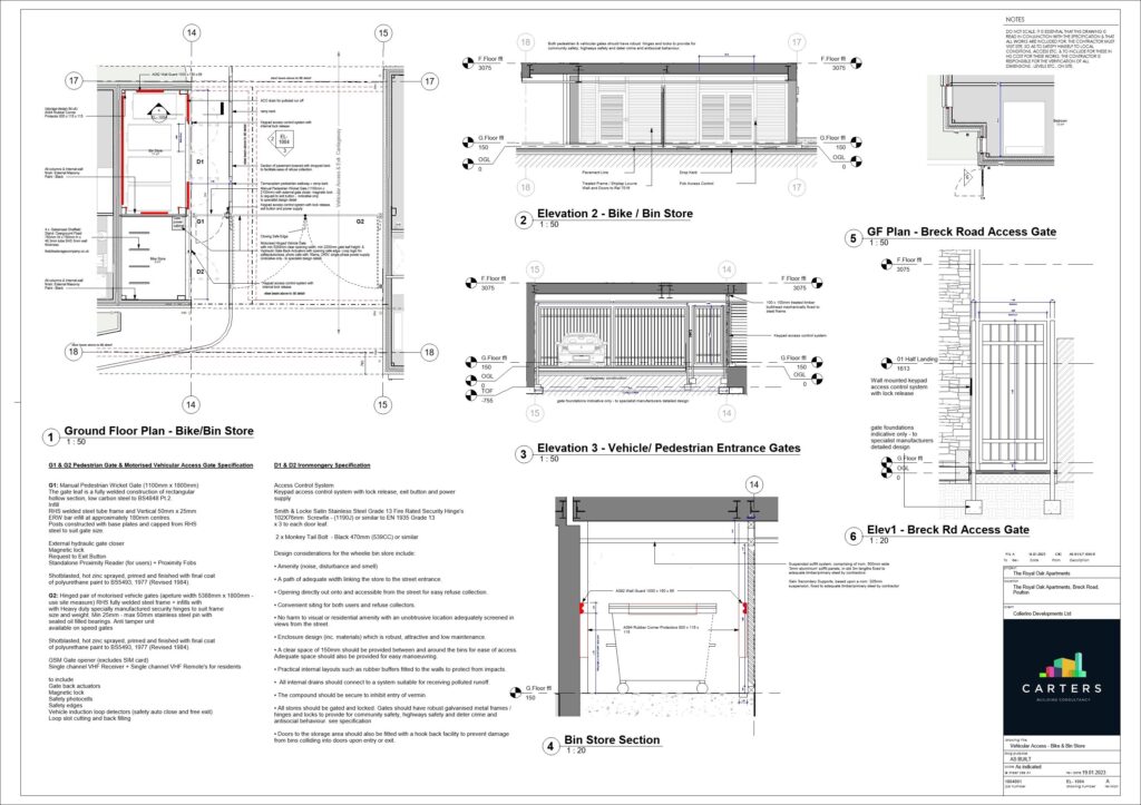 Architectural Details for specific areas