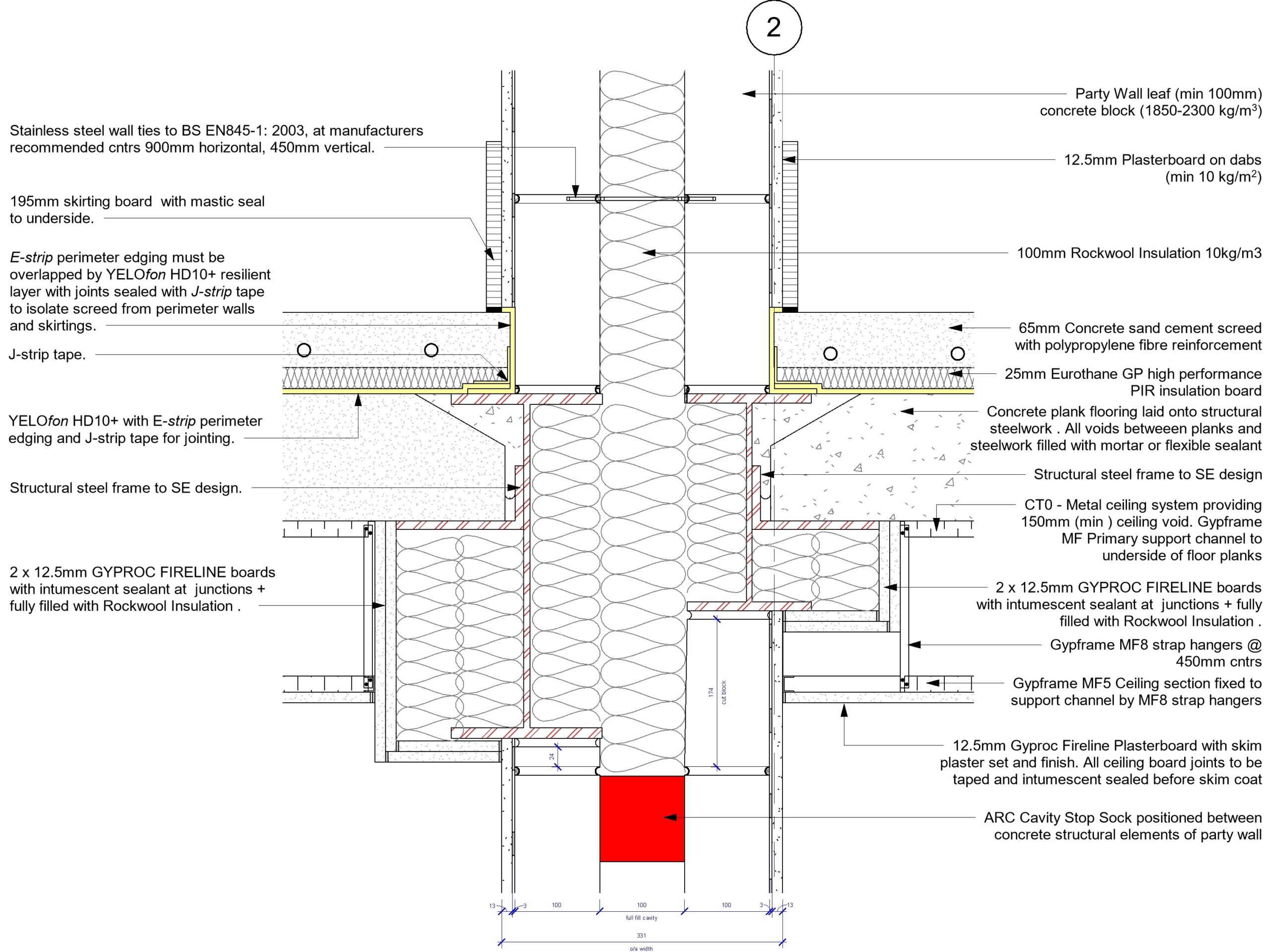 Steel frame shelf angled concrete floor detail