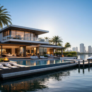 Luxury Miami waterfront residence architectural concept render