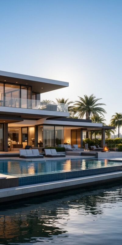 Luxury Miami waterfront residence architectural concept render