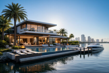 Luxury Miami waterfront residence architectural concept render