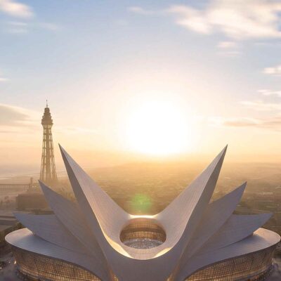 20,000 seat Phoenix Arena Blackpool concept with sculptural roof design